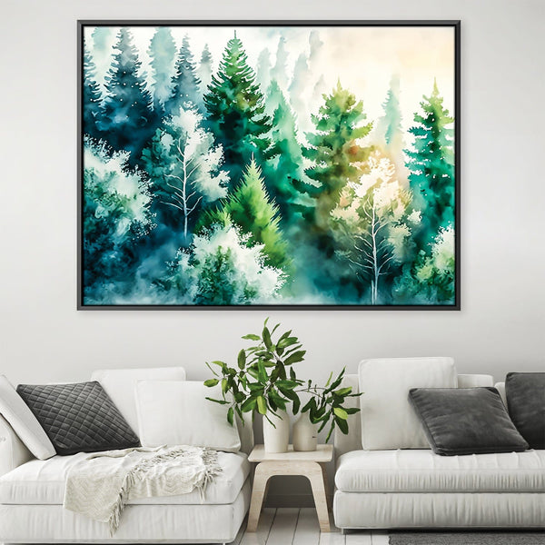 Watercolor Forest Views Canvas Art Clock Canvas