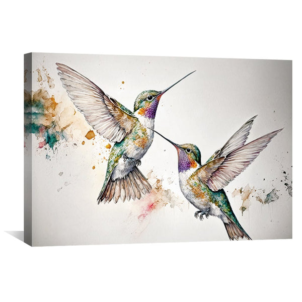 Watercolor Hummingbirds Canvas Art Clock Canvas