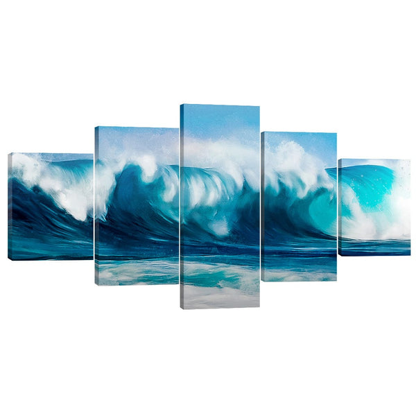 Waves Canvas - 5 Panel Art Clock Canvas