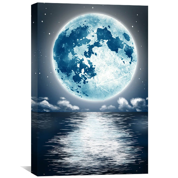 White Moon Canvas Art Clock Canvas