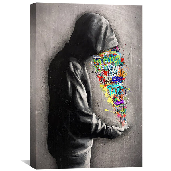 White Noise Graffiti Canvas Art Clock Canvas