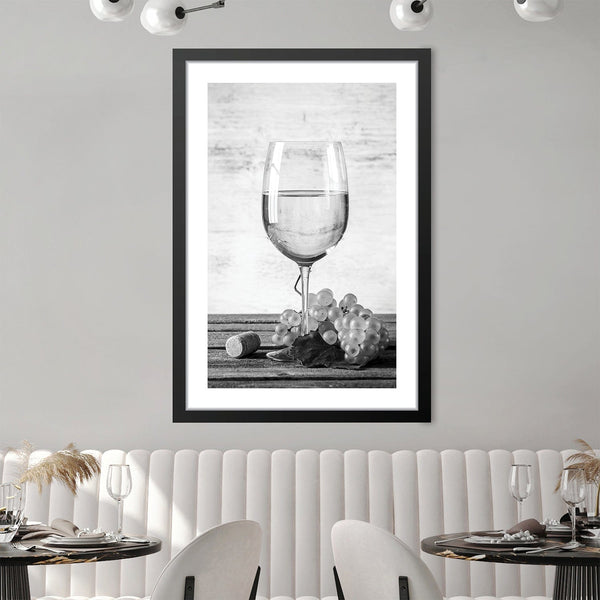 White Wine Print Art Clock Canvas