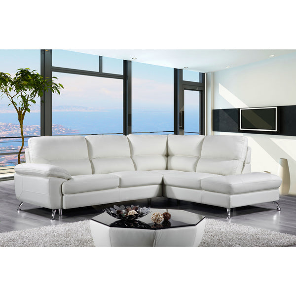 Cortesi Home Contemporary Orlando Genuine Leather Sectional Sofa with ...