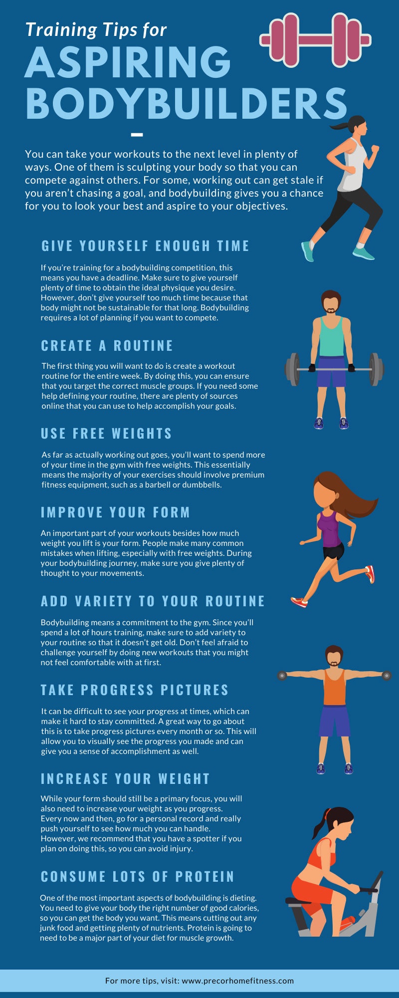 14 Training Tips for Aspiring Bodybuilders infographic