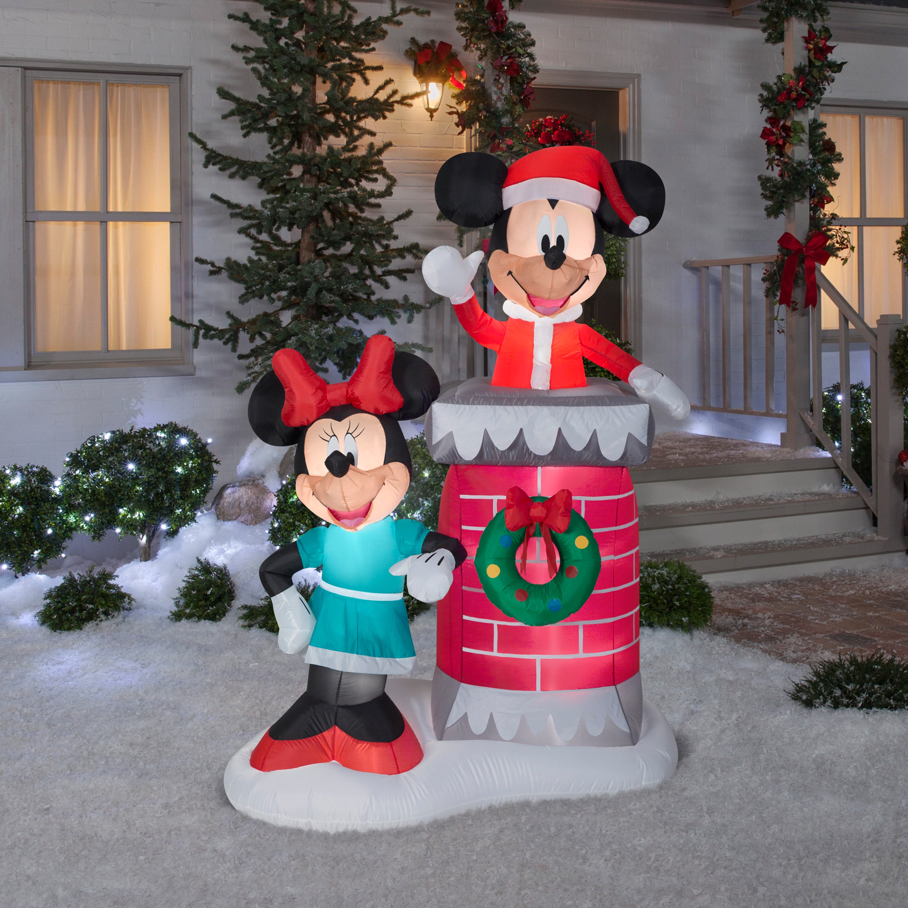 Gemmy Airblown Inflatable Mickey Mouse and Minnie Mouse Chimney – Techmatic