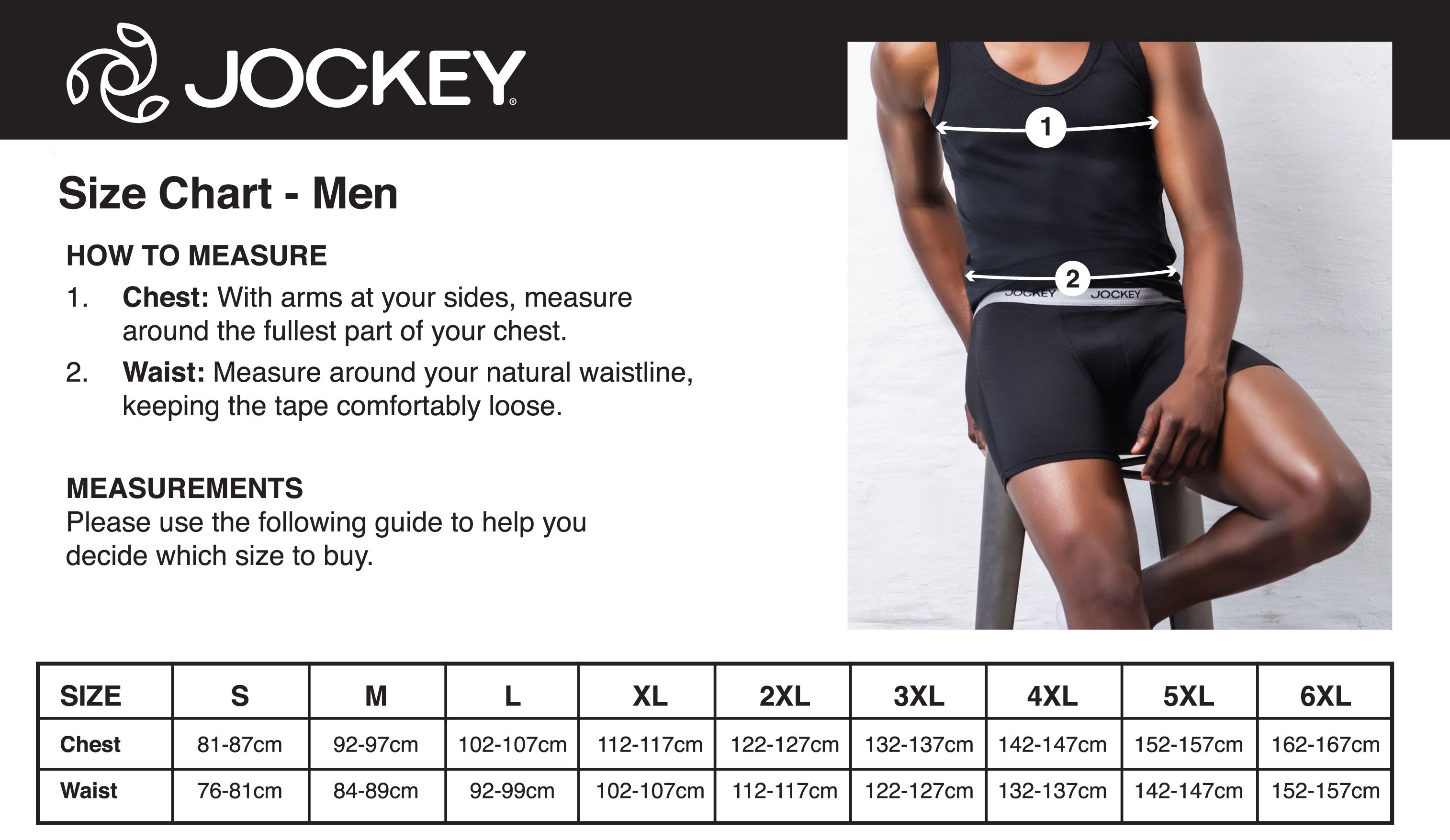 Jockey Size Chart Briefs