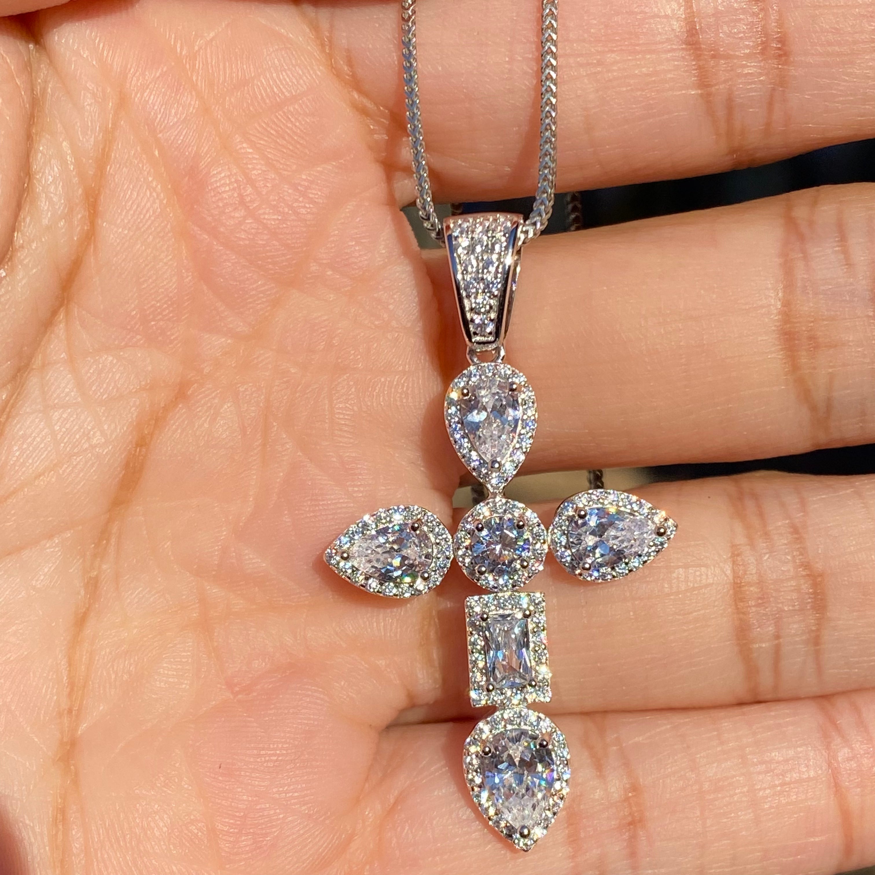 Image of +ELIE CRYSTAL CROSS NECKLACE