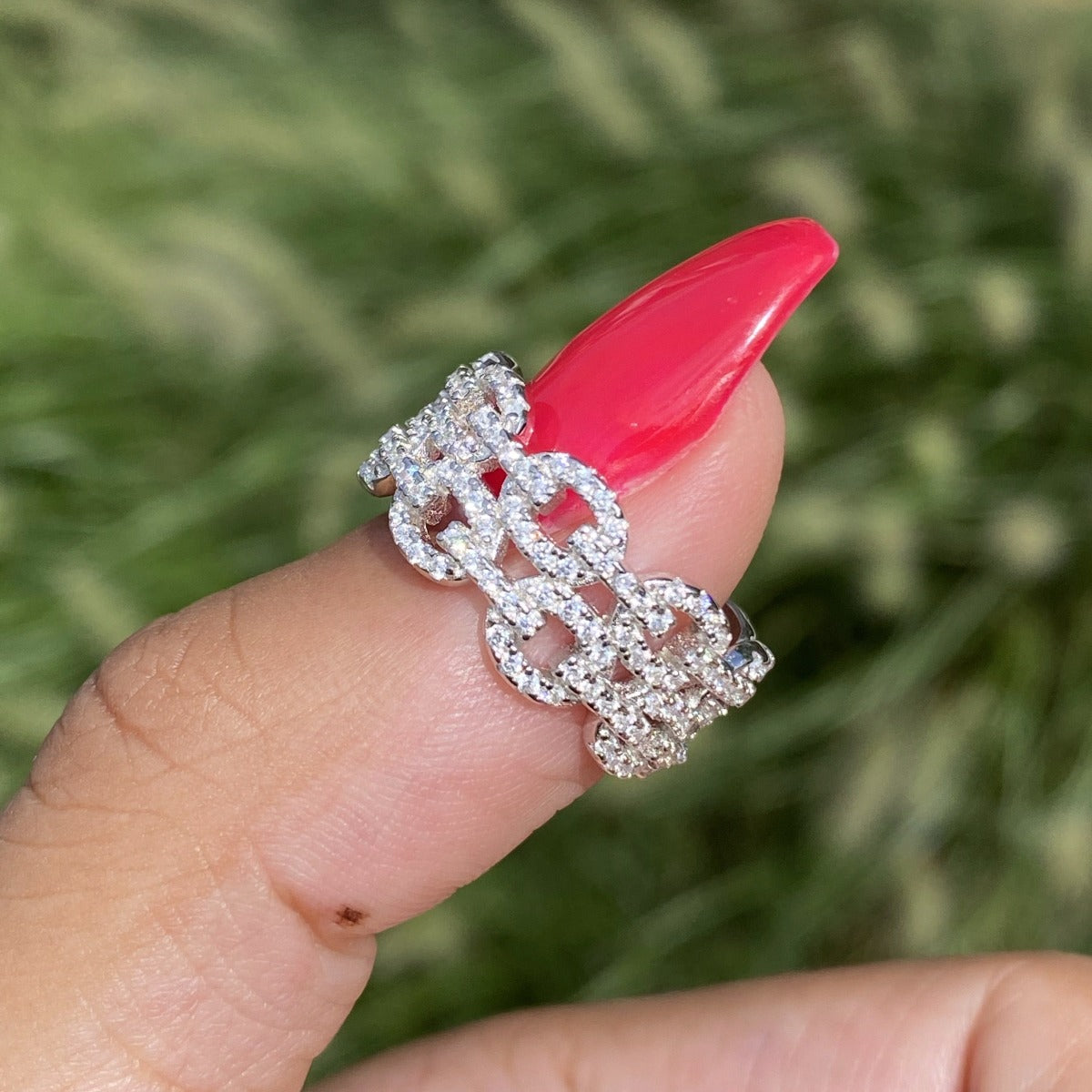 Image of +ZURI CRYSTAL CHAIN RING