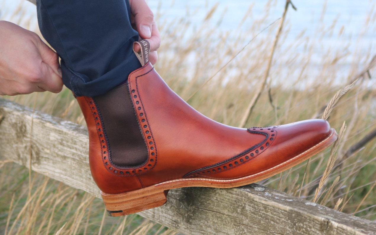 Men wearing Barker Moreton Brogue Chelsea Boot 