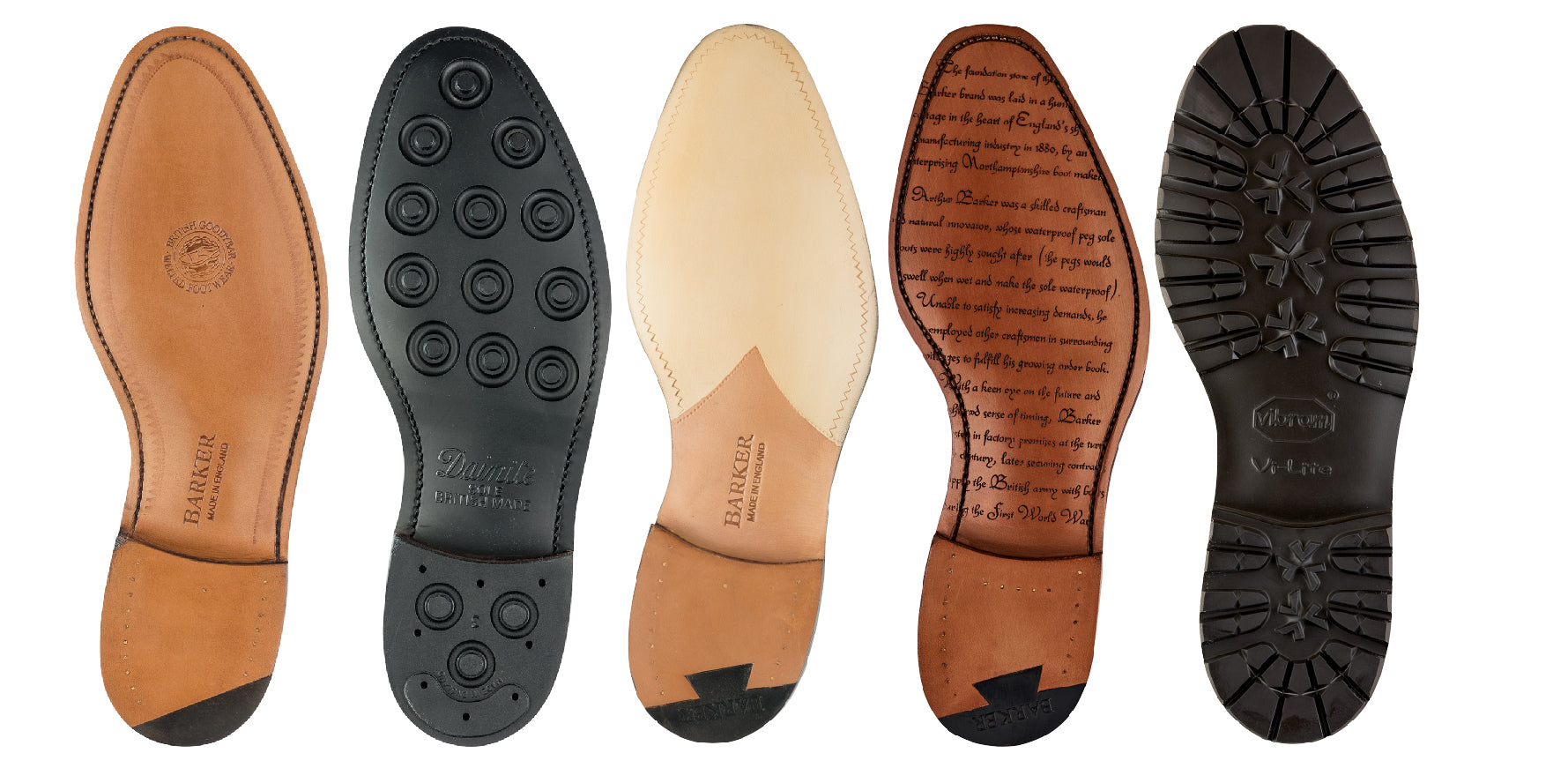 Barker shoes have a variety of sole options