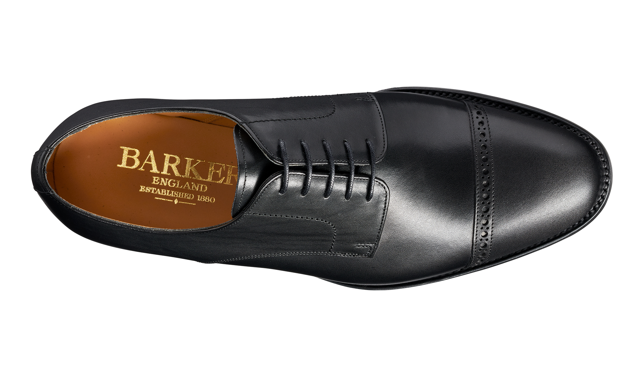 Angel Black Calf Toe Cap Derby Shoes | Barker Shoes UK