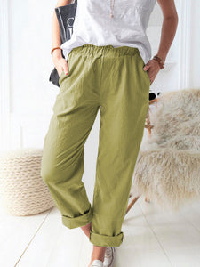 Women’s Solid Loose Fit Pants with Side Pockets in 9 Colors, S-1XL