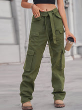 Load image into Gallery viewer, Women&#39;s Belted High Waist Cargo Pants in 4 Colors Sizes 4-20