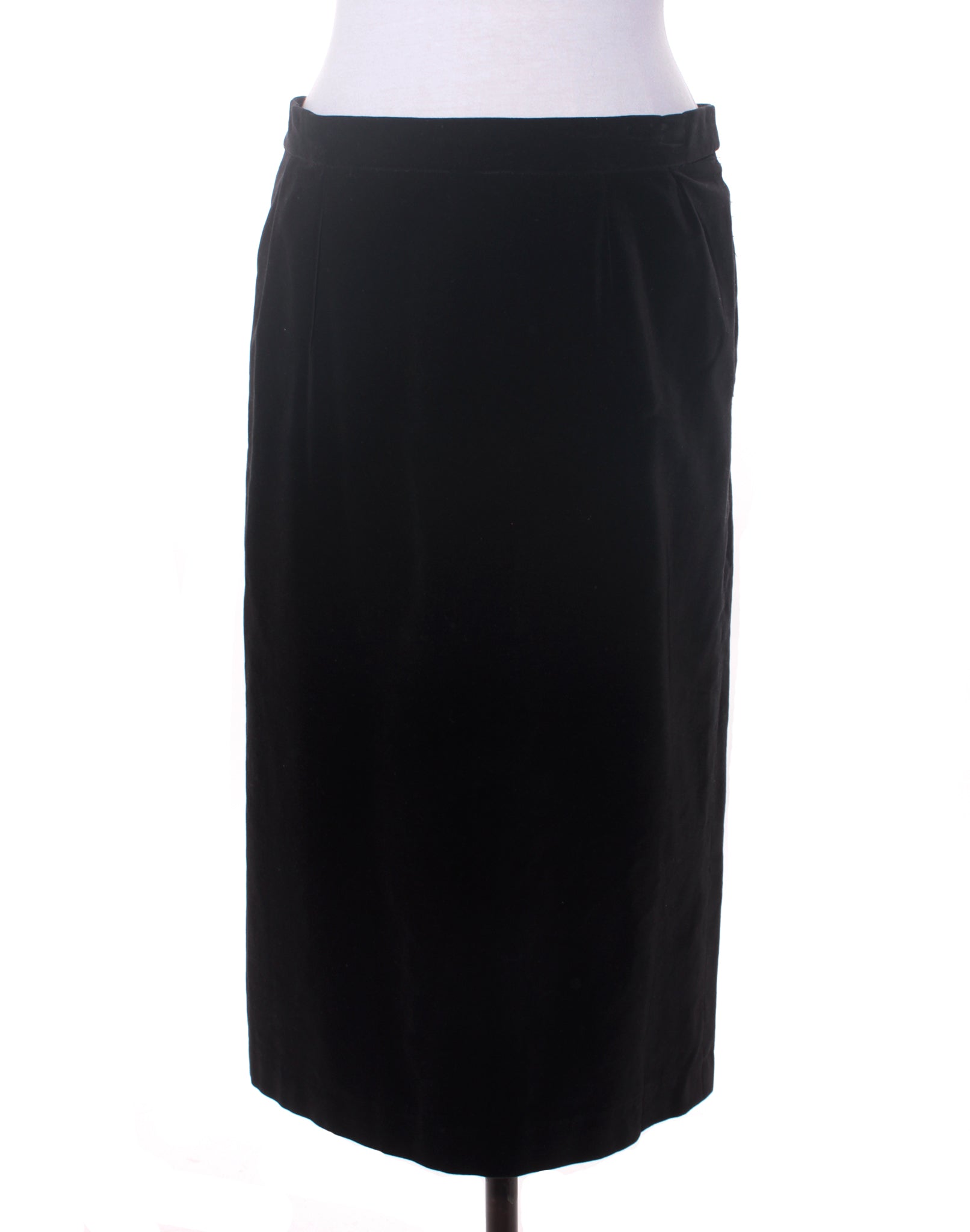 black velvet midi skirt