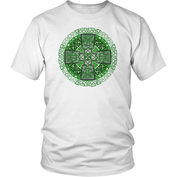 Celtic Art Cross in Green - Single-line Celtic Knot Unisex T-shirt ...