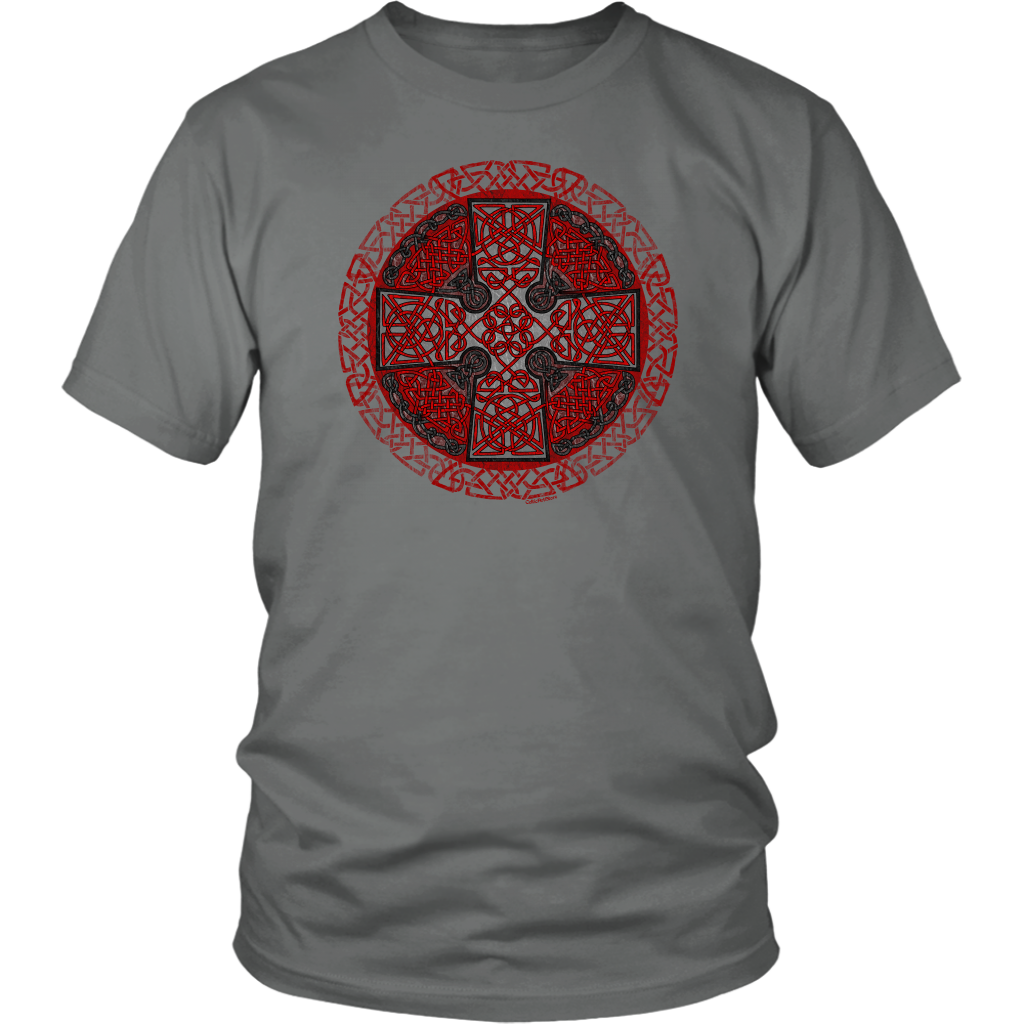 Celtic Art Cross in Red and Black - Single-line Celtic Knot Unisex T-s ...