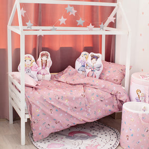 bed set with fairy, bedding with fairies, kids bedding with flowers, dusty pint bed, Happy Spaces bed set
