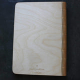 wooden note book cover reverse side