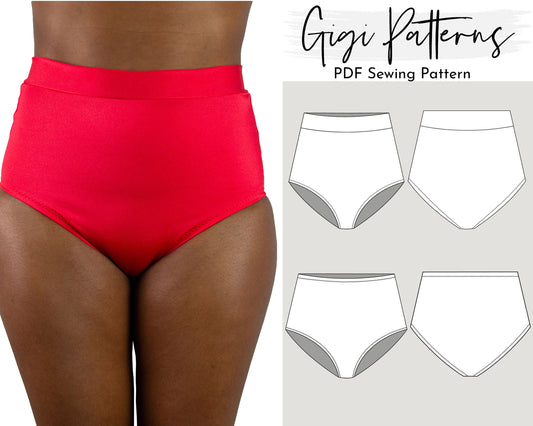 PDF Swimsuit Pattern High Waist Bikini Bottom XS-5XL – GigiPatterns