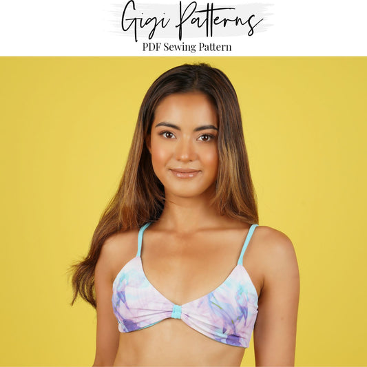 PDF Swimsuit Pattern Lily Tie Front Bow Bikini Top – GigiPatterns