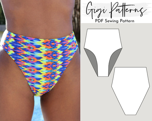 PDF Swimsuit Pattern High Waist Bikini Bottom XS-5XL – GigiPatterns