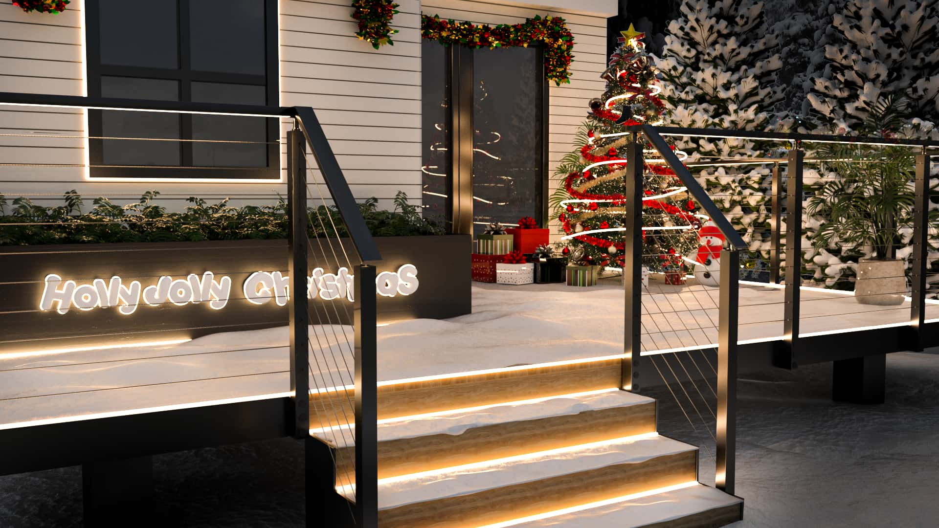 Christmas Black railing