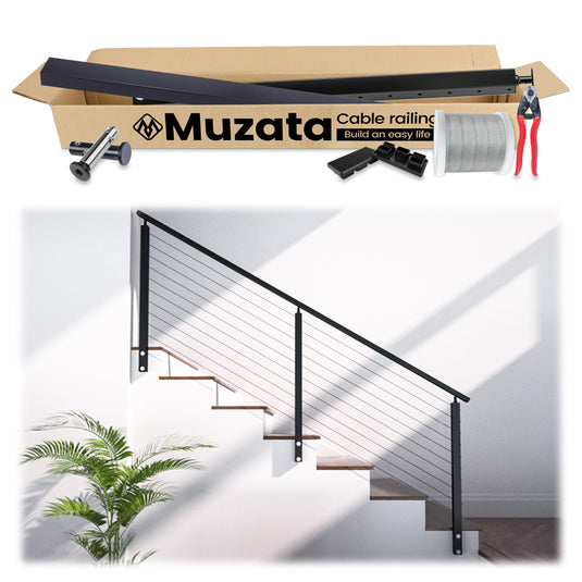 Muzata 50Pack 26”x3/4” Aluminum Deck Balusters for 36 inch Wood Composite Post Deck Railing Black Indoor Outdoor Porch Staircase Stair Spindles Hollow