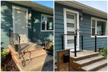 Comparison of cable railing before and after installation