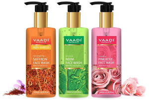 Pack of 3 Luxurious Face Wash - Skin Whitening Saffron, Anti-Acne Neem & Insta Glow Pink Rose Face Wash(3 x 250 ml / 8.45 fl oz)