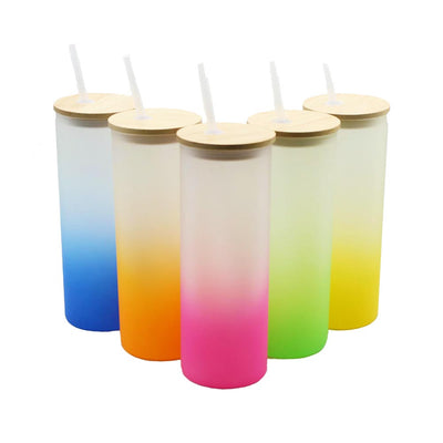 20oz Skinny Sublimation Tumbler Frosted Transparent Glasses Cups Tumbl –  JOOYO DRINKWARE