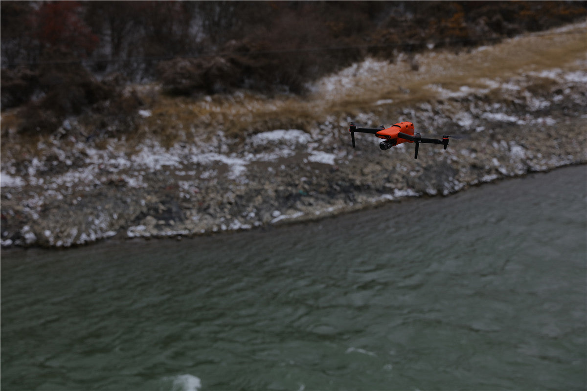 drone fly over the water