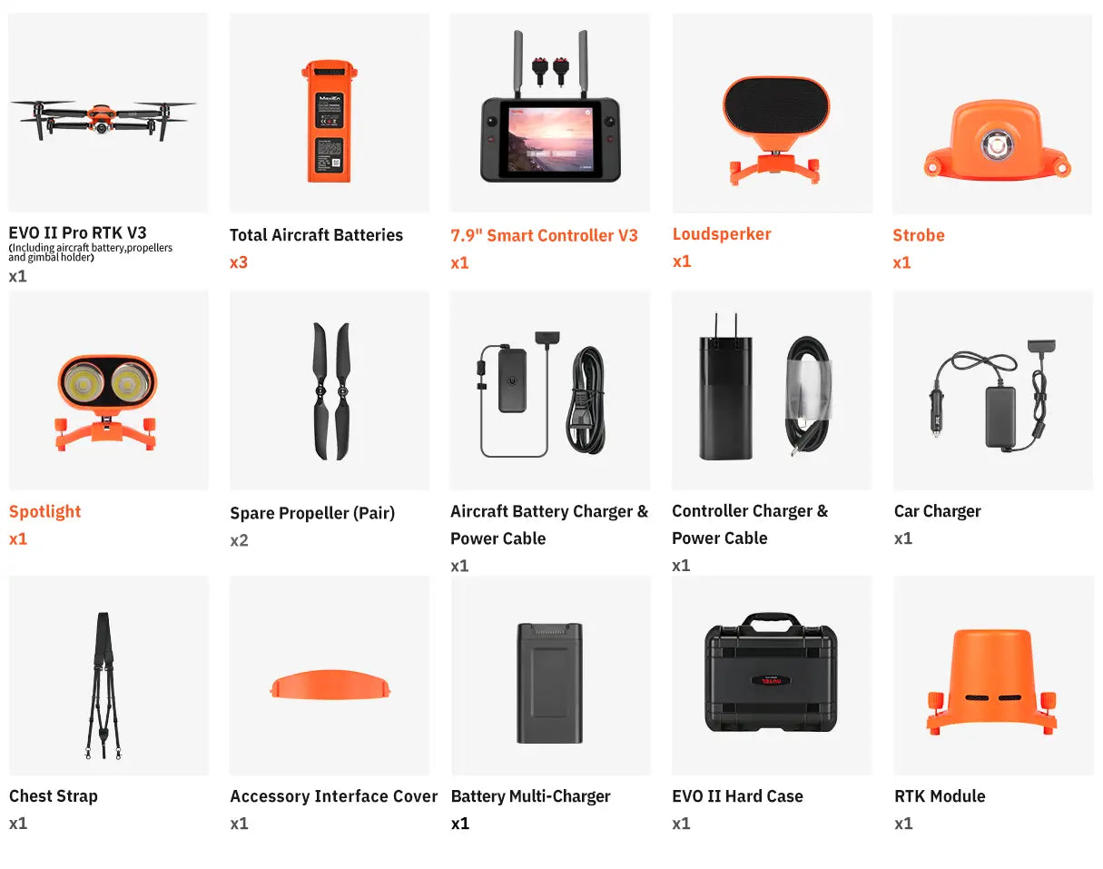 autel evo ii pro rtk v3 enterprise bundlepackage list