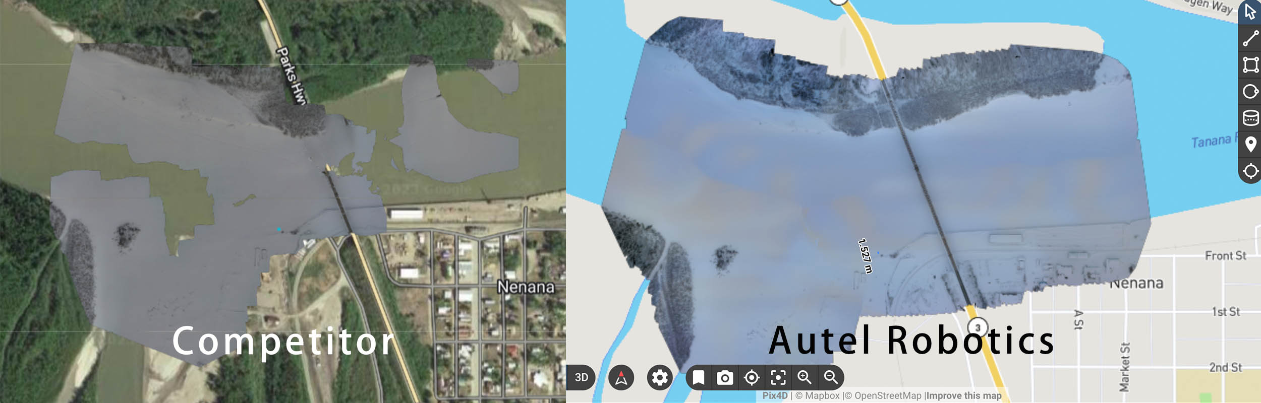 Autel drone Pix4D processed image vs Other drone Pix4D processed image