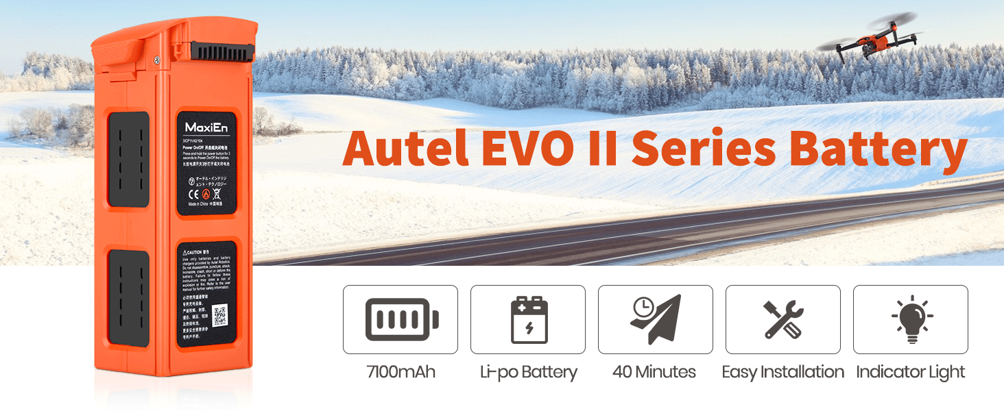 Autel EVO II battery 7100mAh Li-po battery offer you extra 40 minutes of flight