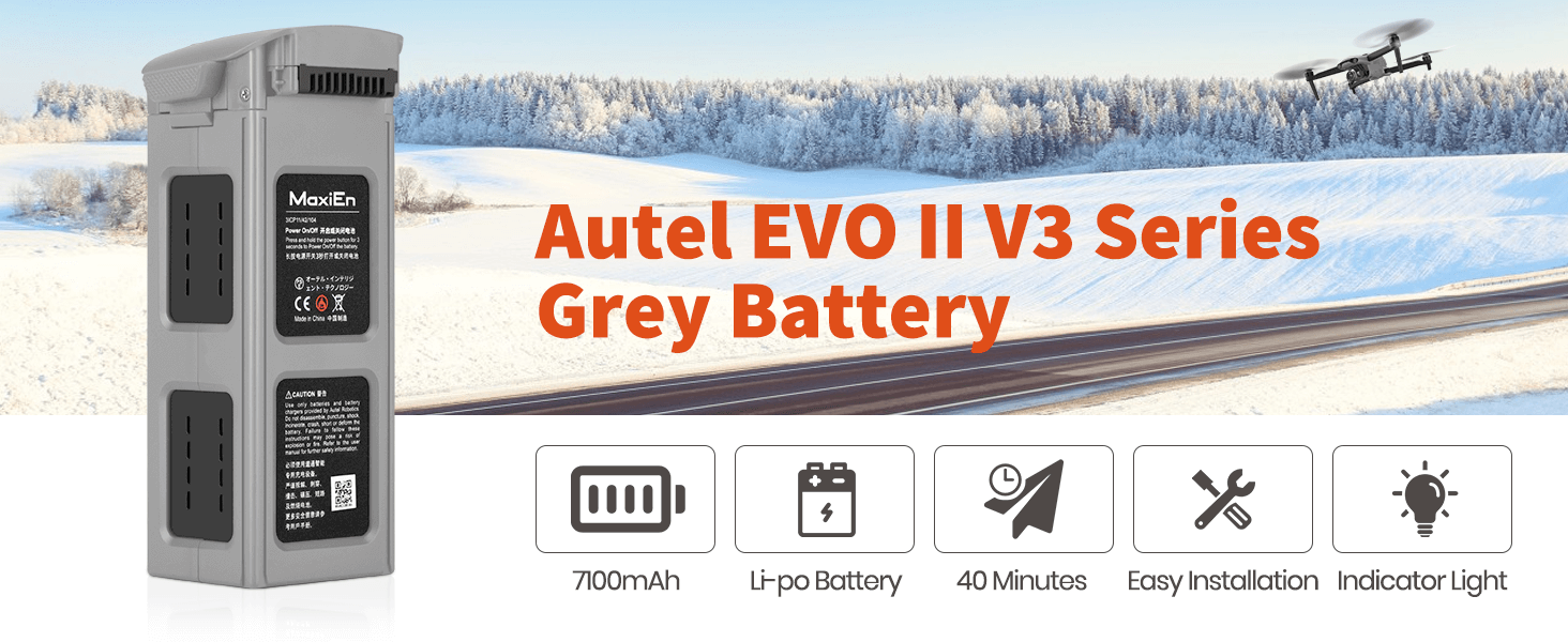 Autel EVO II battery 7100mAh Li-po battery offer you extra 40 minutes of flight