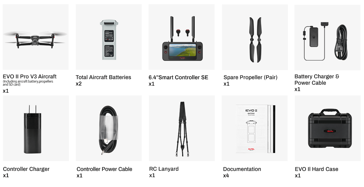 autel evo ii pro v3 package list