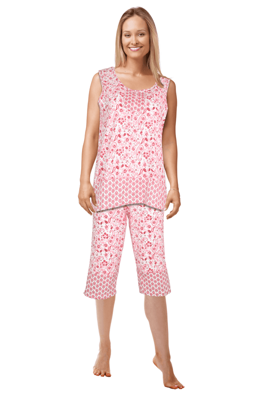 BULK BUY - Women's Peached Jersey Knit Capri Pajama Set with Placket ( –  Cantafio Sales