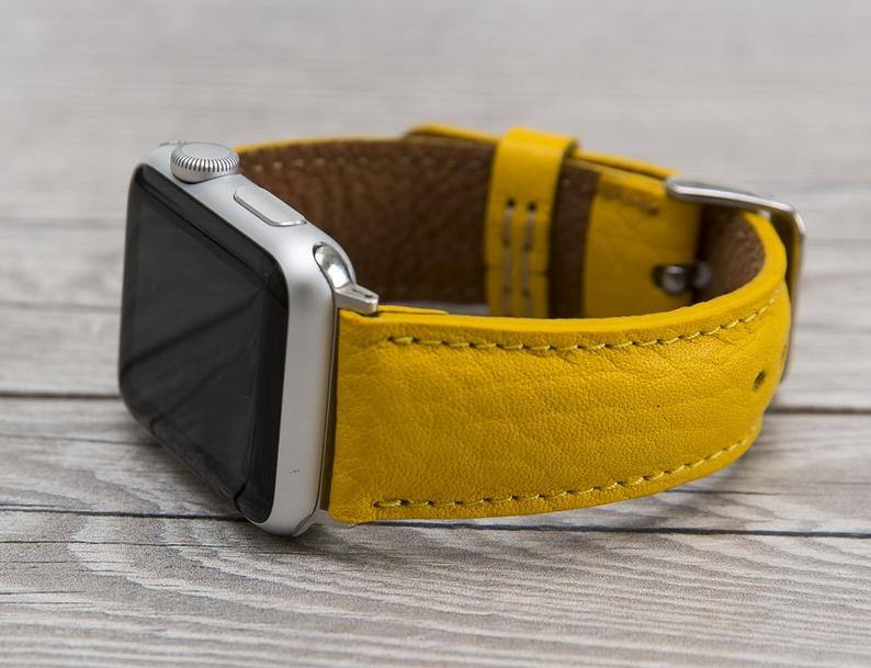 yellow leather apple watch band