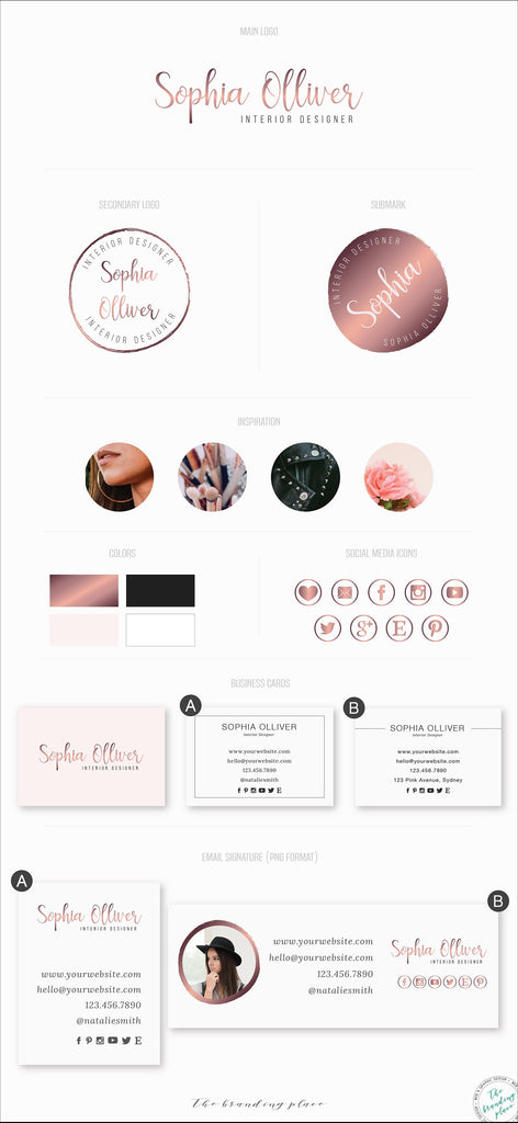 Interior Designer Logo Branding Kit Rosegold Copper