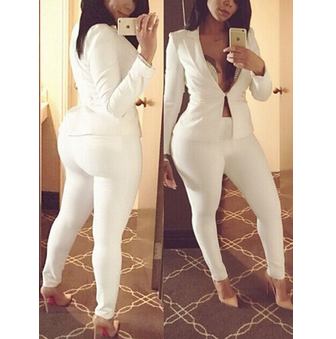 all white two piece pants set