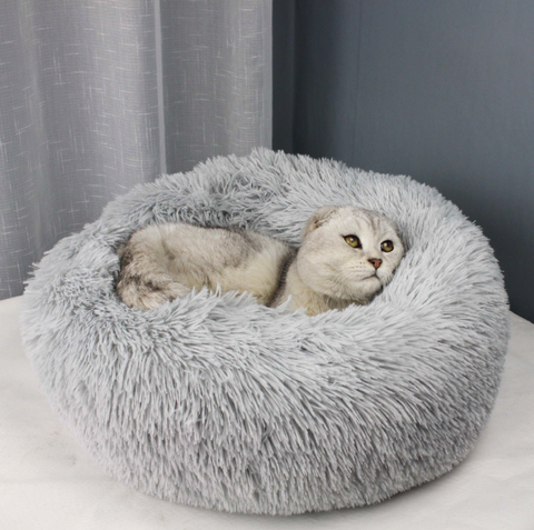 plush cat bed