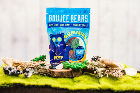 Appalachian Standard CBD Boujee Bear gummy bag in a moss setting