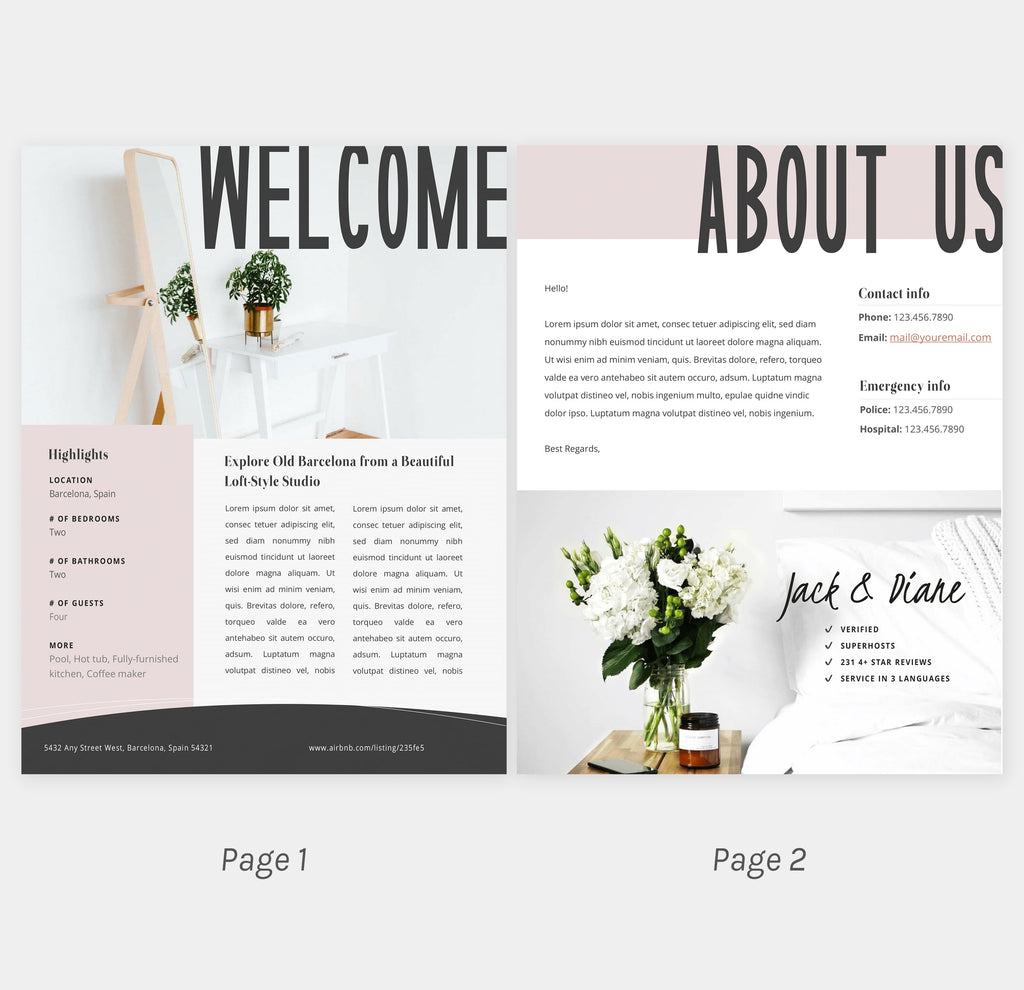 rental home welcome book template