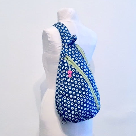 indigo block printed backpack 