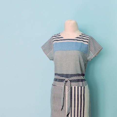 Cielo Dress in Striped Cotton