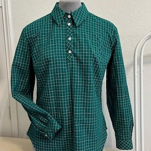 shirt made of dark green and white check handloom cotton fabric