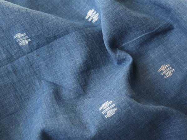 dark blue natural indigo dyed jamdani cotton fabric