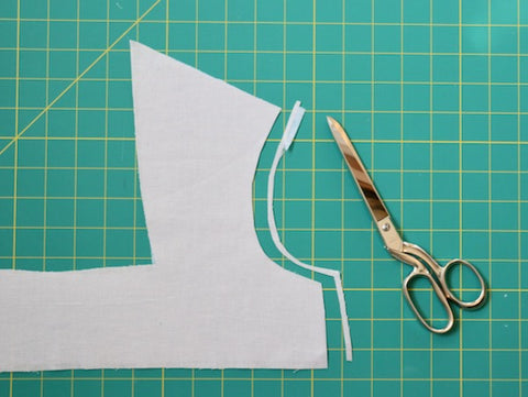 trim the edge of facing to allow for the turn of the cloth