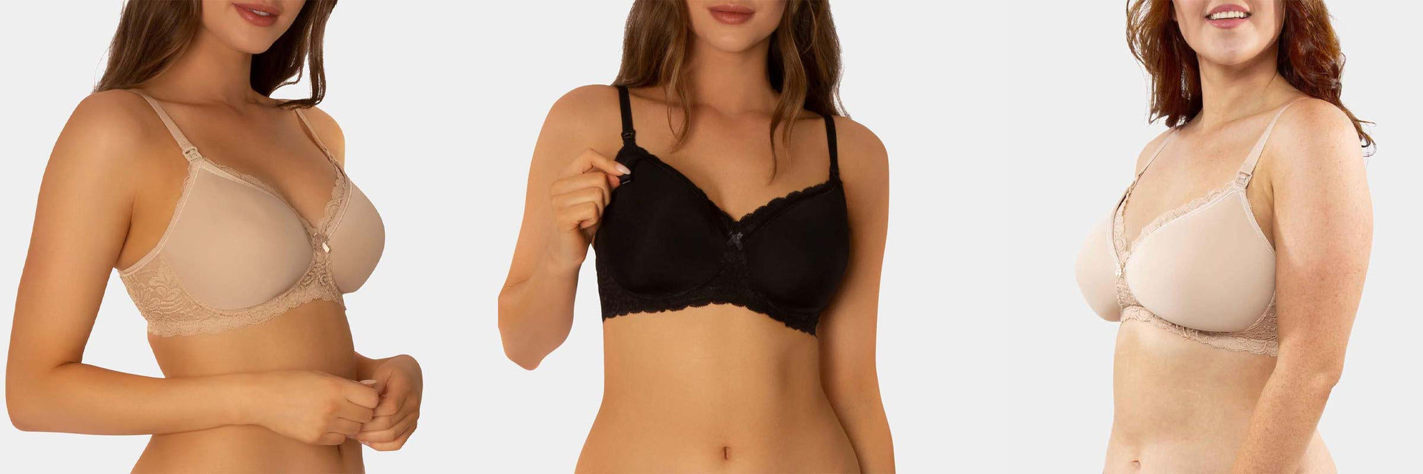 Woman wearing affordable maternity bra