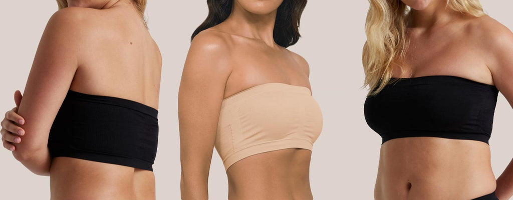 Woman wearing Ambra strapless bra